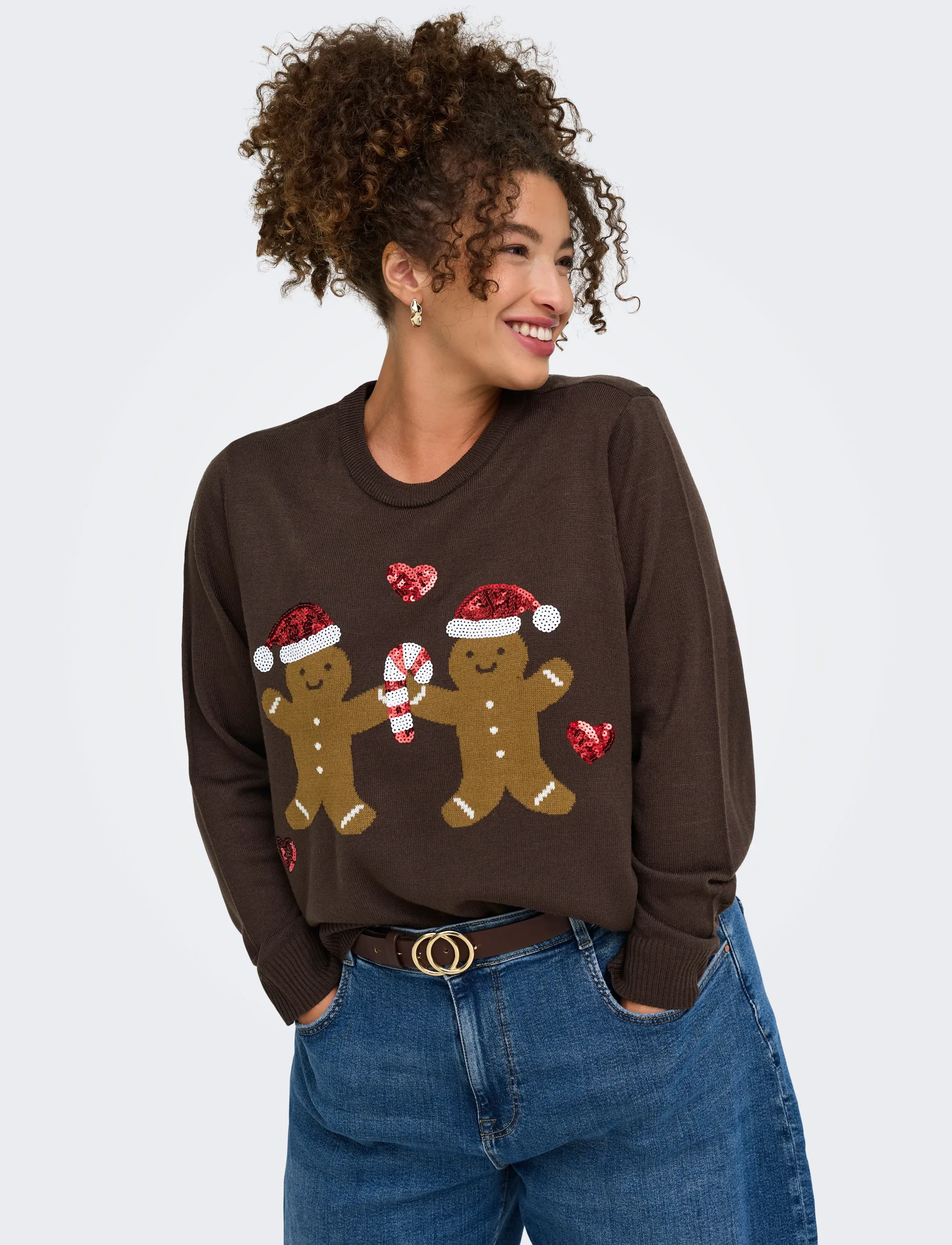 ONLY Carmakoma Carxmas Shine Motive Ls O-Neck Knt stickade tröjor dam – bild 6