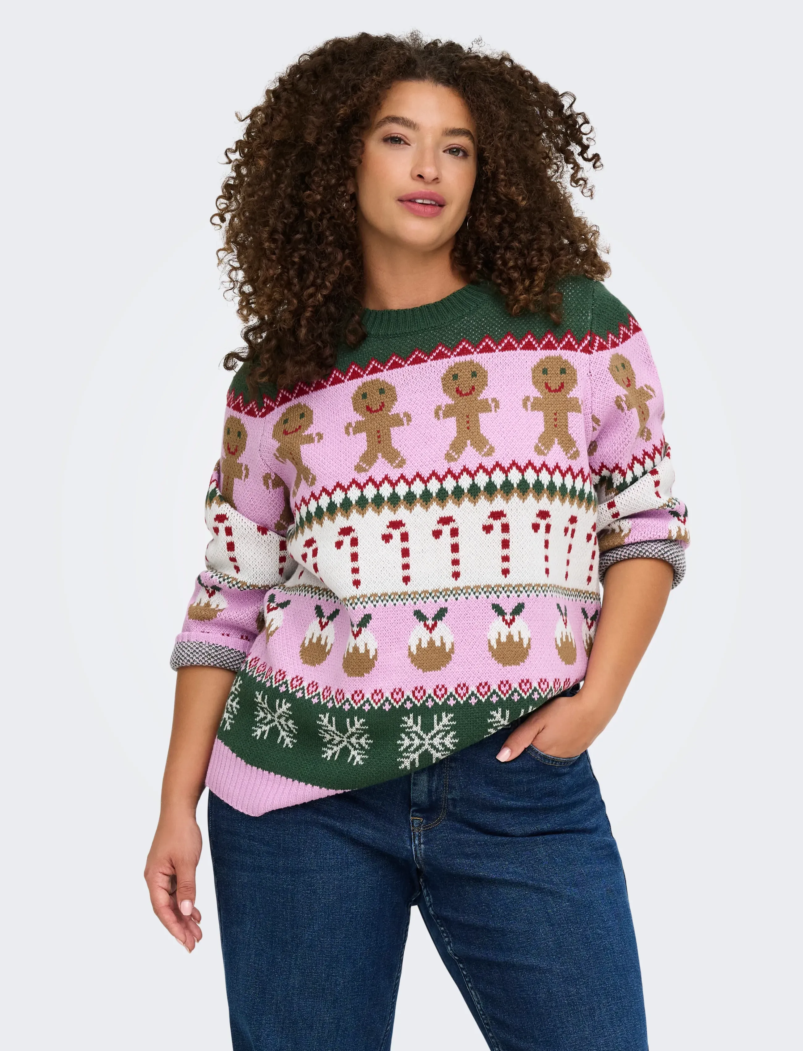 ONLY Carmakoma - CARXMAS HO LS O-NECK KNT - jumpers - phalaenopsis - 0