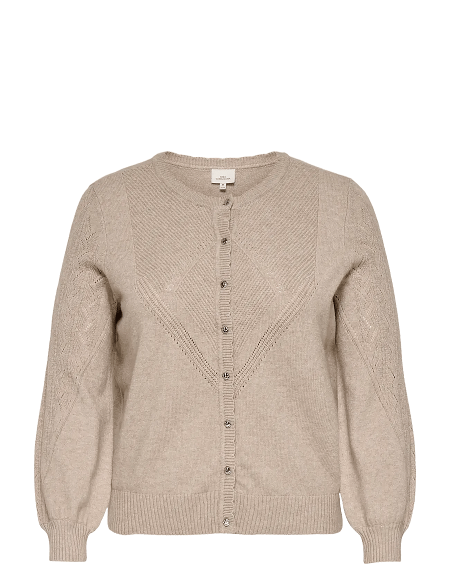 ONLY Carmakoma - CARPRINCESS LS O-NECK CARDI NOOS - strickjacken - mocha meringue - 1