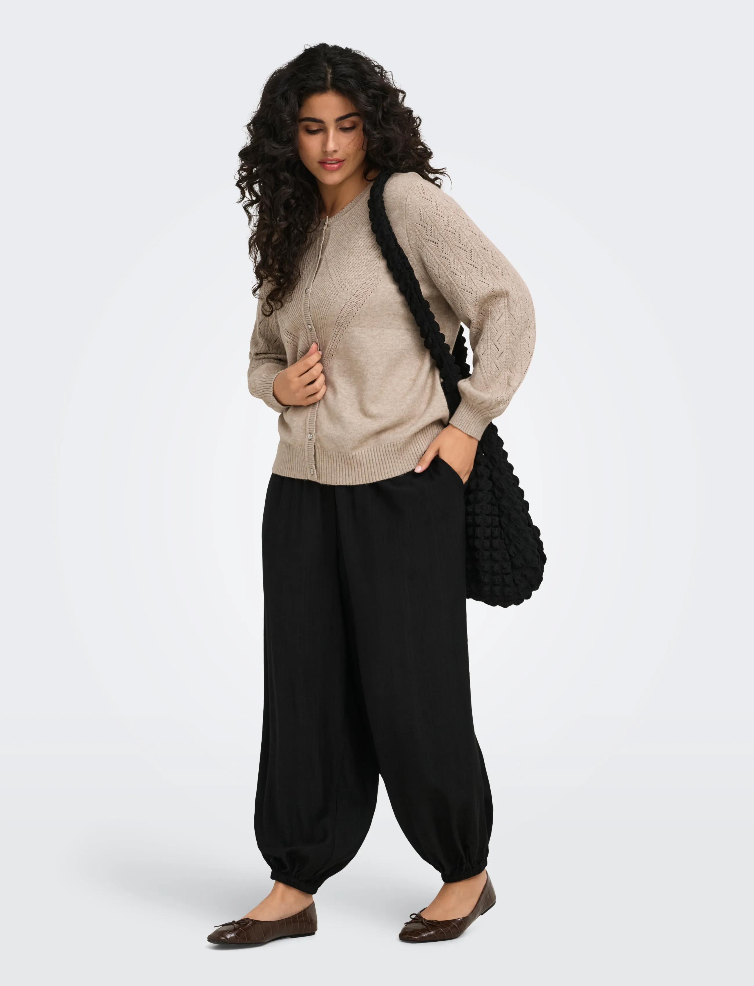 ONLY Carmakoma - CARPRINCESS LS O-NECK CARDI NOOS - strickjacken - mocha meringue - 4
