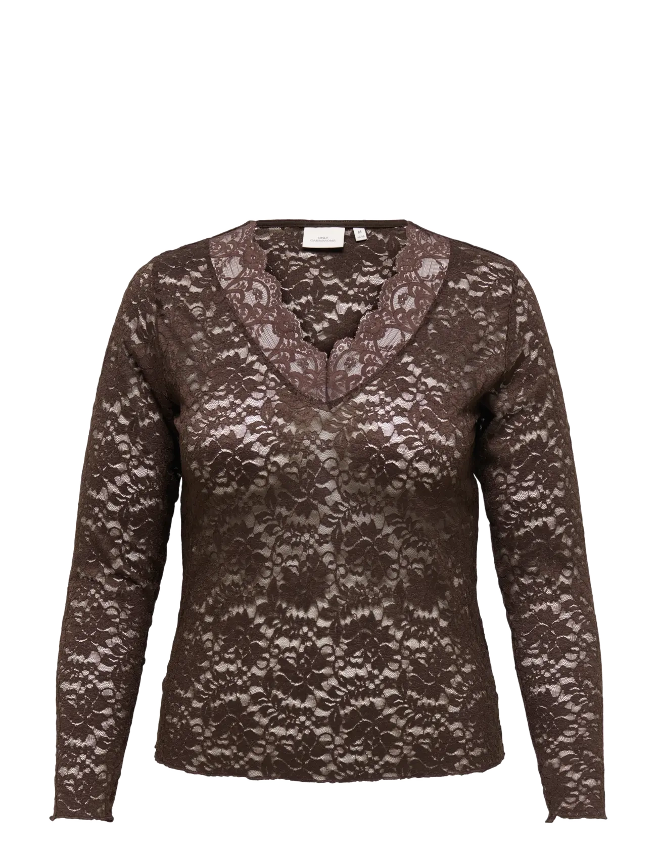 ONLY Carmakoma CARNIKKA L/S LACE TOP JRS NOOS - Långärmade blusar - COFFEE BEAN / brown