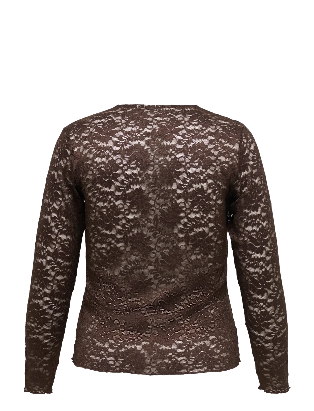 ONLY Carmakoma - CARNIKKA L/S LACE TOP JRS NOOS - långärmade blusar - coffee bean - 1