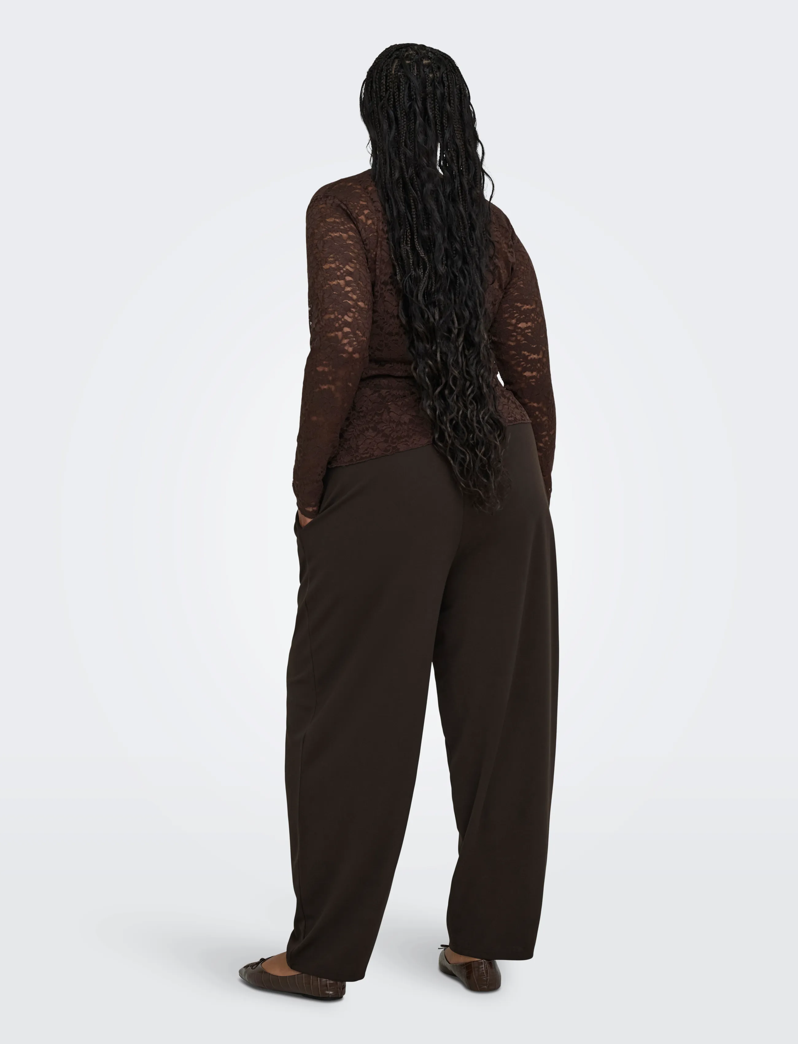 ONLY Carmakoma - CARNIKKA L/S LACE TOP JRS NOOS - pikkade varrukatega pluusid - coffee bean - 3