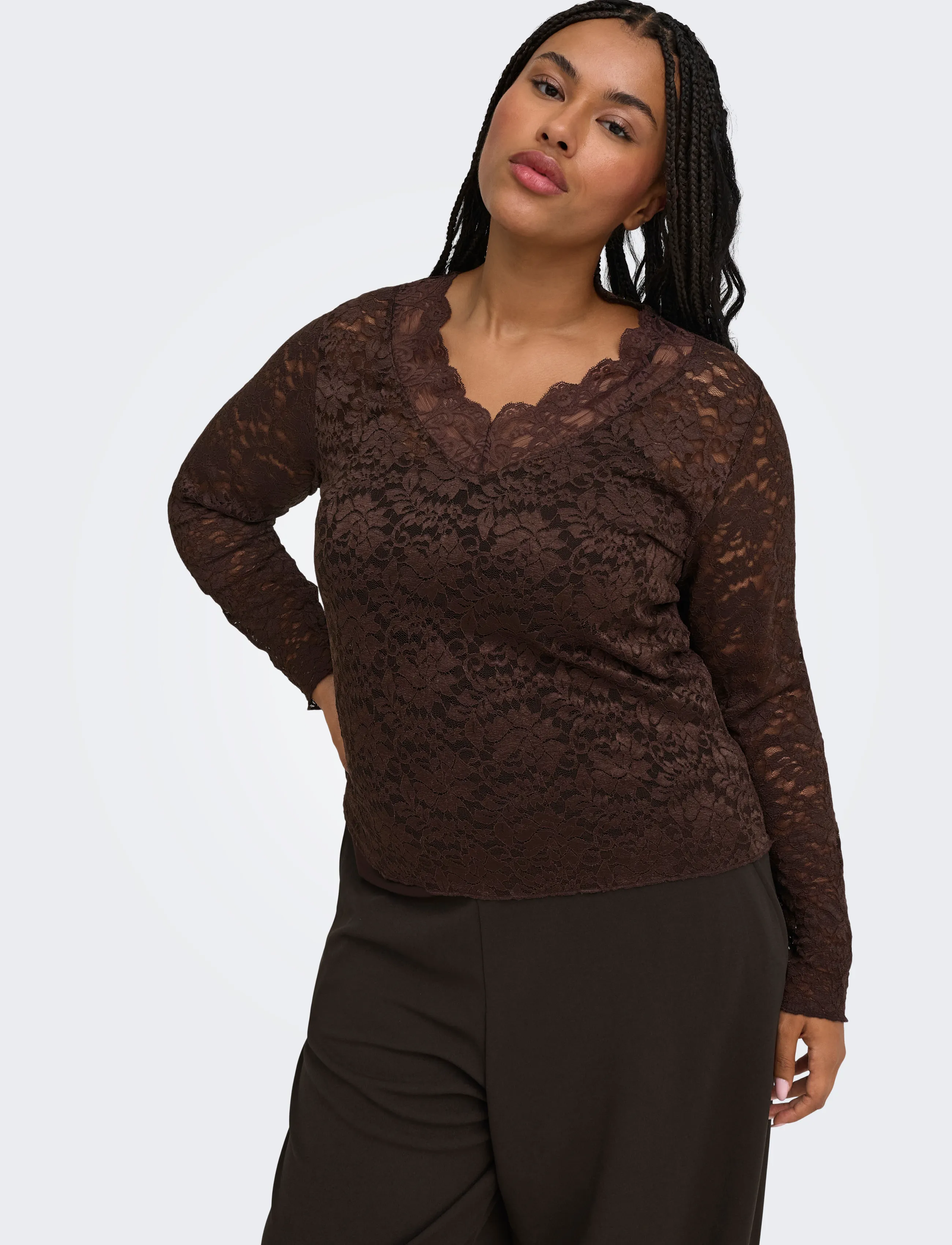 ONLY Carmakoma Carnikka L/S Lace Top Jrs Noos blusar dam – bild 6