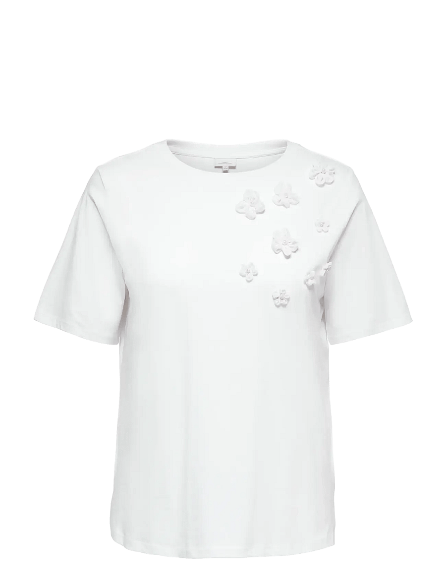 ONLY Carmakoma - CARRYDER SS SLEEVE O-NECK REG SLIT TEE - t-shirts - bright white - 0