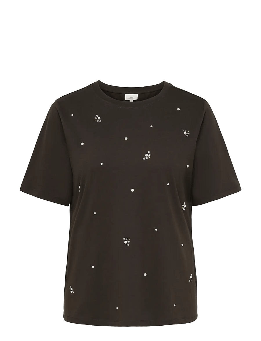 ONLY Carmakoma - CARRYDER SS SLEEVE O-NECK REG SLIT TEE - t-shirts - coffee bean - 0