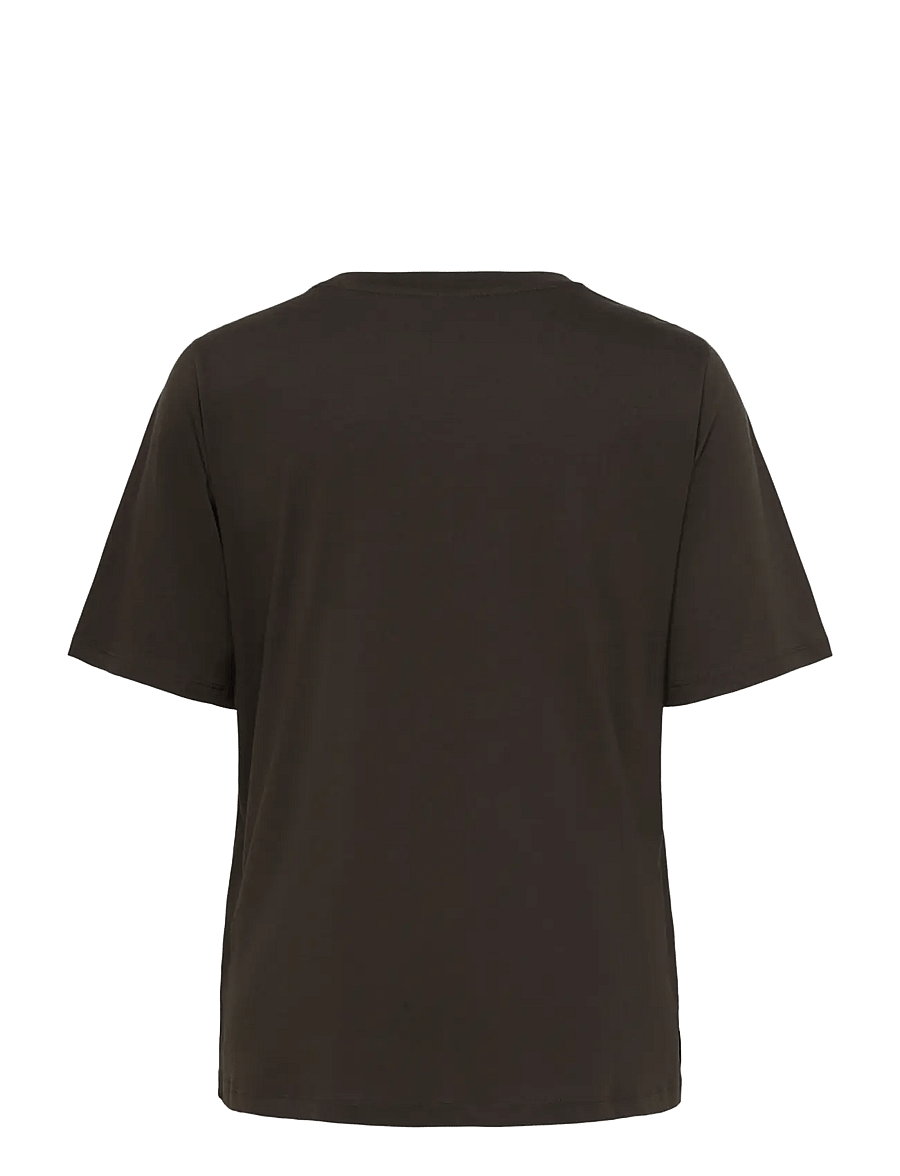 ONLY Carmakoma - CARRYDER SS SLEEVE O-NECK REG SLIT TEE - t-shirts - coffee bean - 1