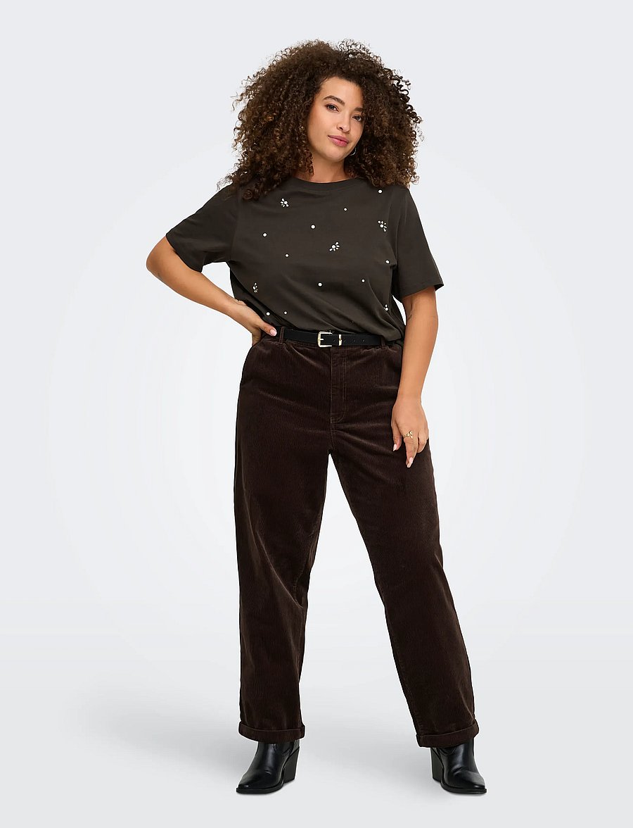 ONLY Carmakoma - CARRYDER SS SLEEVE O-NECK REG SLIT TEE - t-skjorter - coffee bean - 4