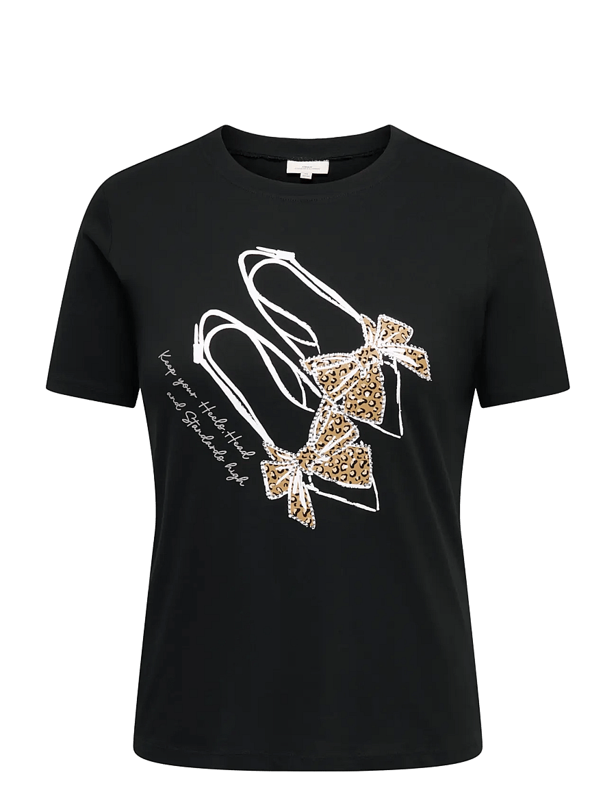 ONLY Carmakoma - CARBEAU S/S O-NECK JEANS TEE JRS - t-shirts - black - 0