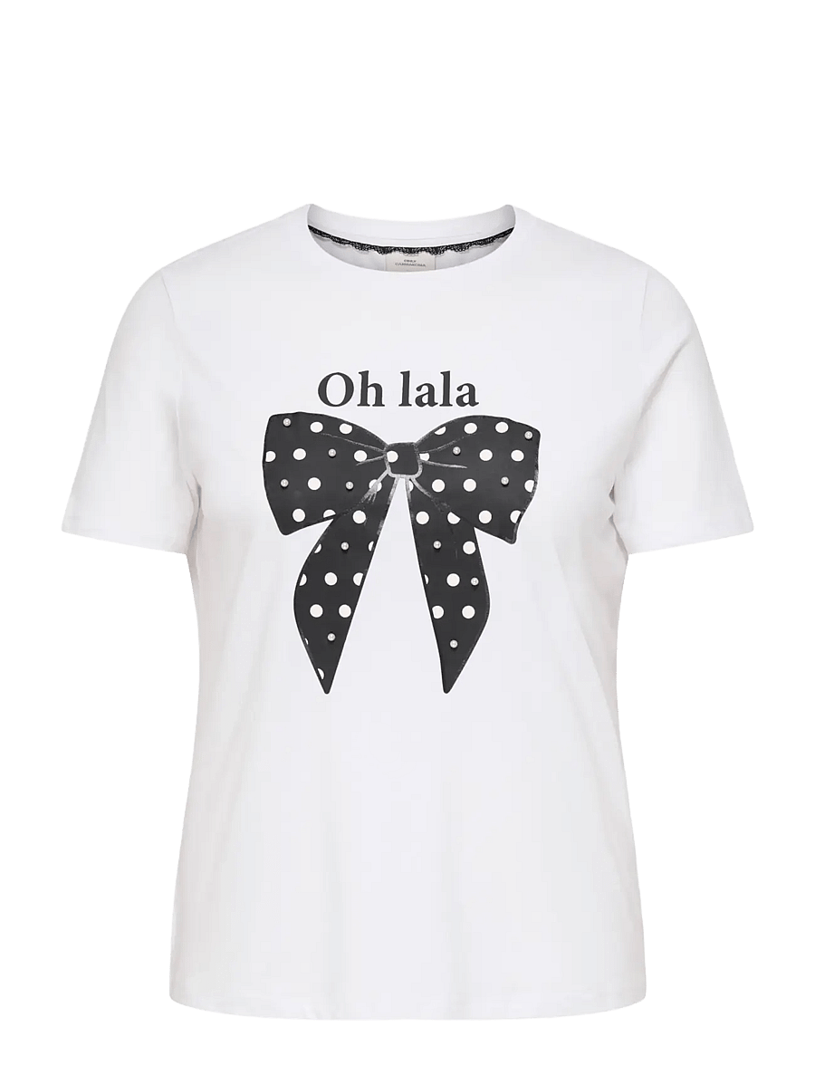ONLY Carmakoma - CARBEAU S/S O-NECK JEANS TEE JRS - t-shirts - bright white - 0