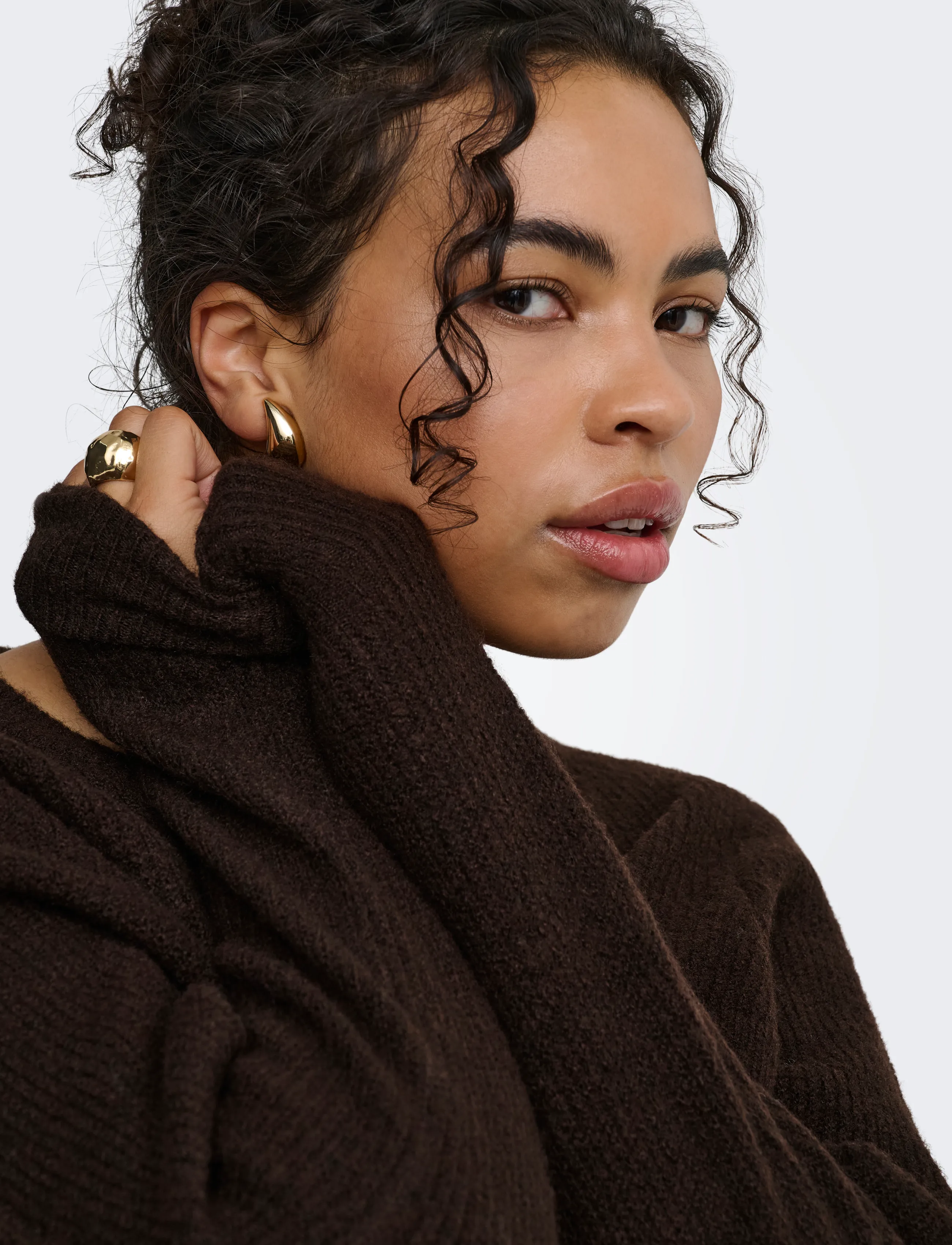ONLY Carmakoma CARJERICO L/S PULLOVER KNT - Fødselsdag - COFFEE BEAN / brown