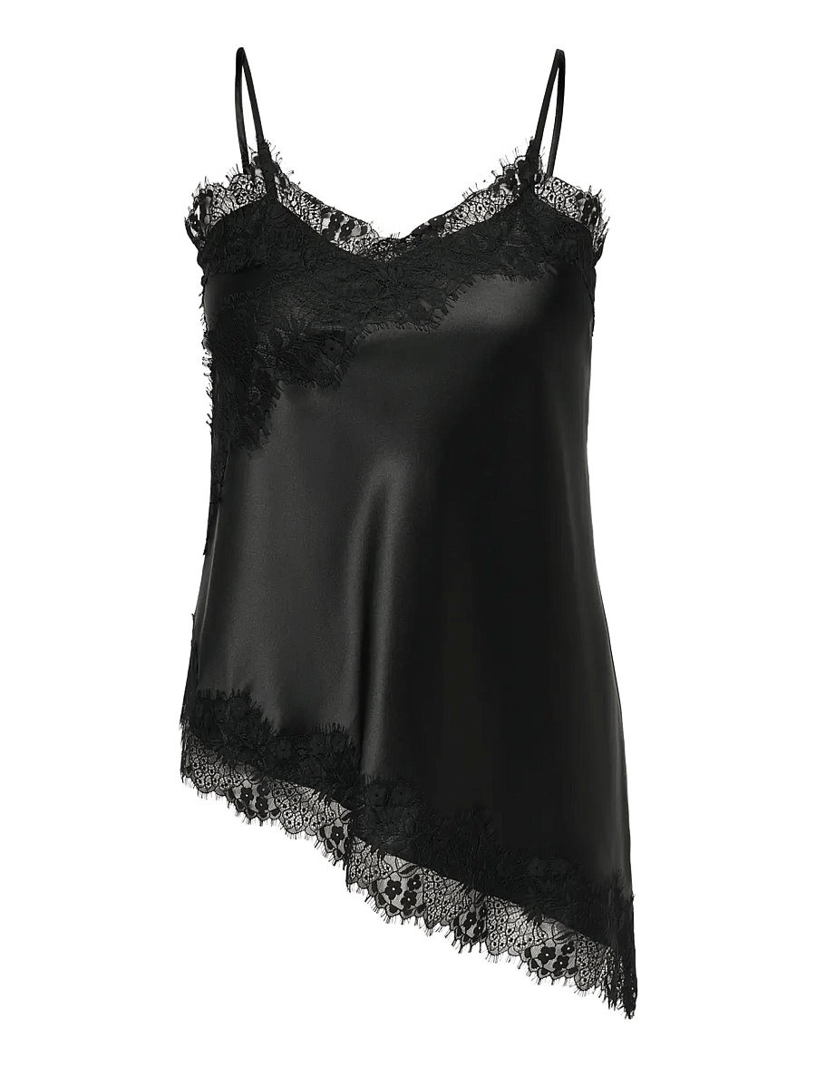 ONLY Carmakoma - CARINDONA STRAP SATIN LACE TOP WVN - Ärmellose tops - black - 1