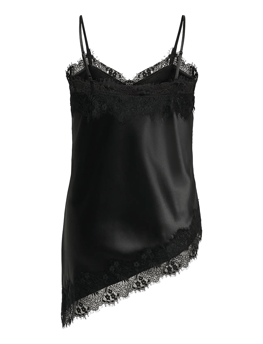 ONLY Carmakoma - CARINDONA STRAP SATIN LACE TOP WVN - Ärmellose tops - black - 2