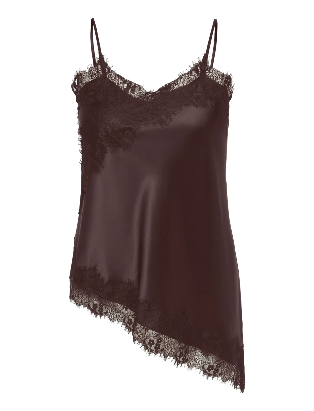 ONLY Carmakoma CARINDONA STRAP SATIN LACE TOP WVN - Kläder - CHOCOLATE TORTE / brown