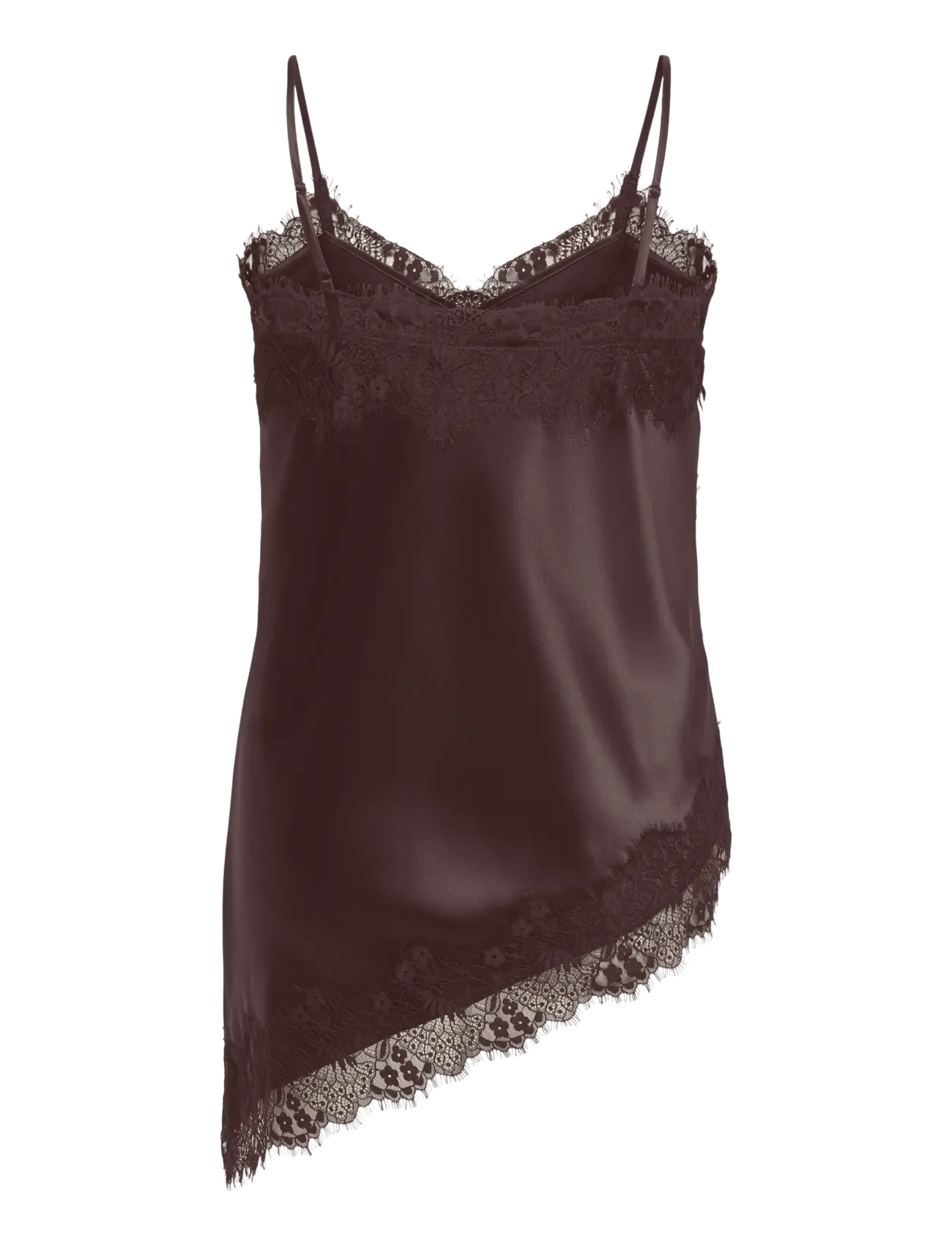 ONLY Carmakoma - CARINDONA STRAP SATIN LACE TOP WVN - linnen - chocolate torte - 1