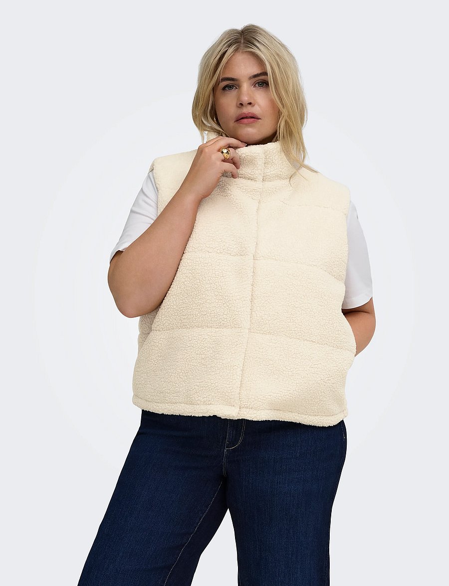 ONLY Carmakoma - CARSANDRA TEDDY WAISTCOAT OTW NOOS - fleece- und teddy-westen - pumice stone - 0