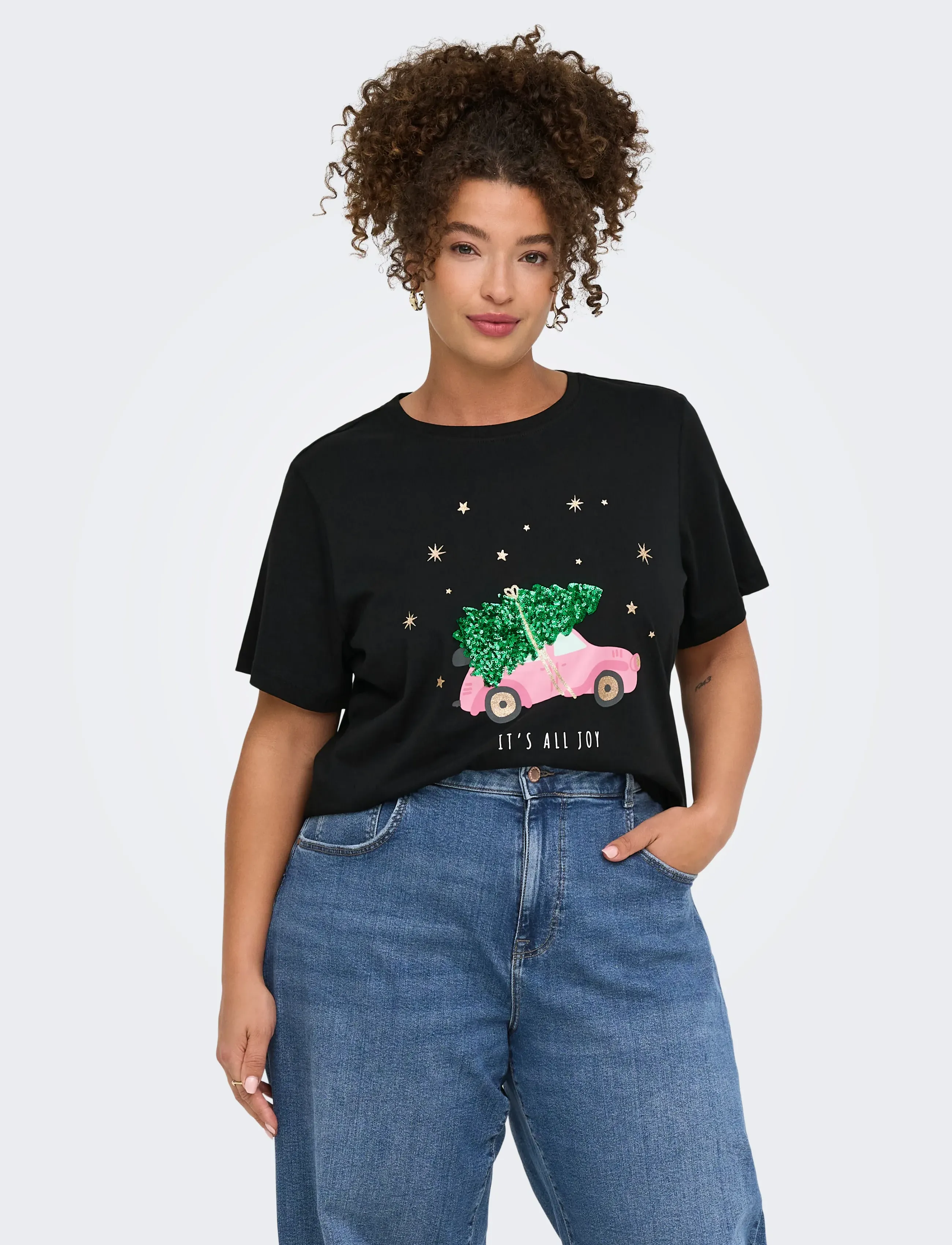 ONLY Carmakoma CARKITA REG S/S TEE XMAS JRS - ONLY Carmakoma - BLACK / black