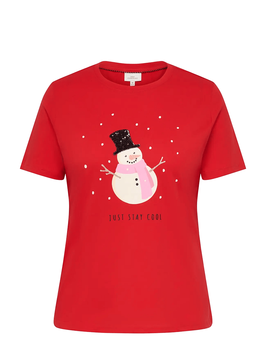 ONLY Carmakoma - CARKITA REG S/S TEE XMAS JRS - high risk red - 0