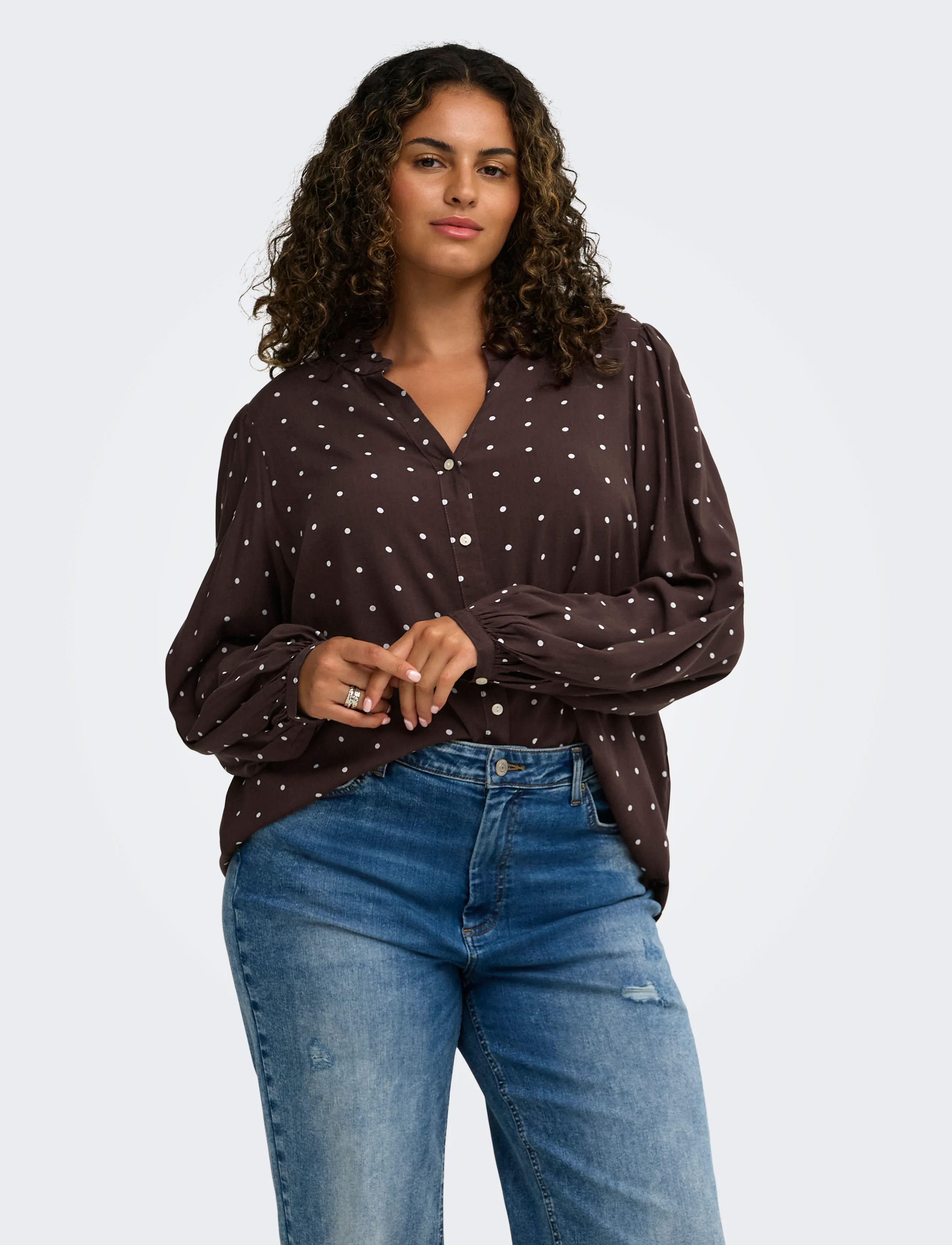 ONLY Carmakoma CARRAYA L/S SHIRT WVN NOOS - Long-sleeved shirts - DEEP MAHOGANY / brown