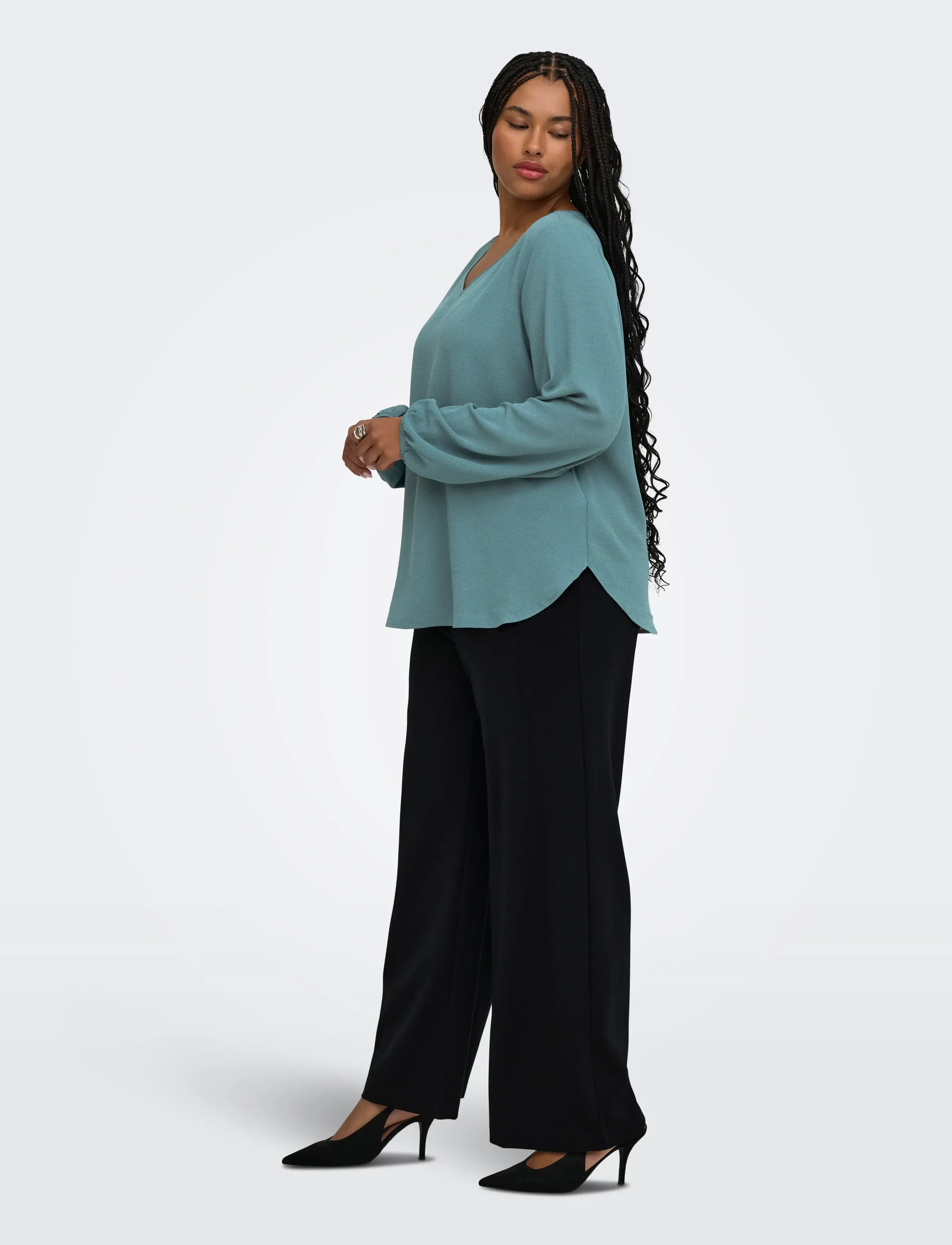 ONLY Carmakoma - CARGOLDTRASH-TAILOR HW STR PANT TLR NOOS - autumn savings - black - 4