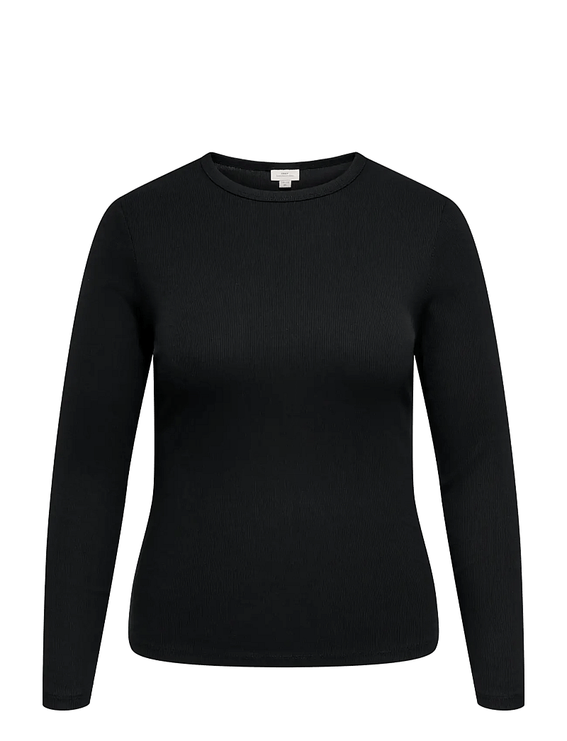 ONLY Carmakoma - CARVAL L/S O-NECK TOP JRS NOOS - palaidinukės ilgomis rankovėmis - black - 0