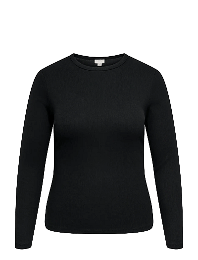 ONLY Carmakoma CARVAL L/S O-NECK TOP JRS NOOS - Long-sleeved tops - BLACK / black