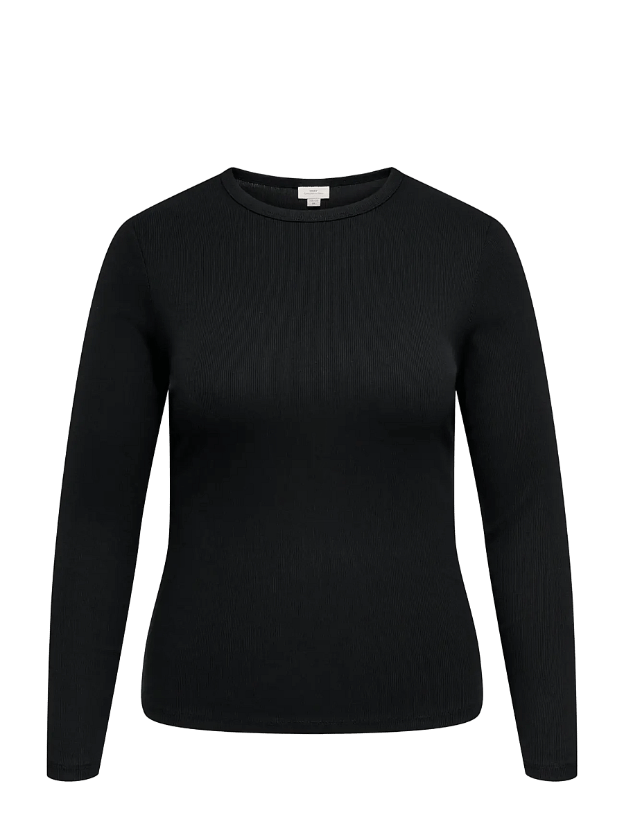 ONLY Carmakoma - CARVAL L/S O-NECK TOP JRS NOOS - langerma toppar - black - 0