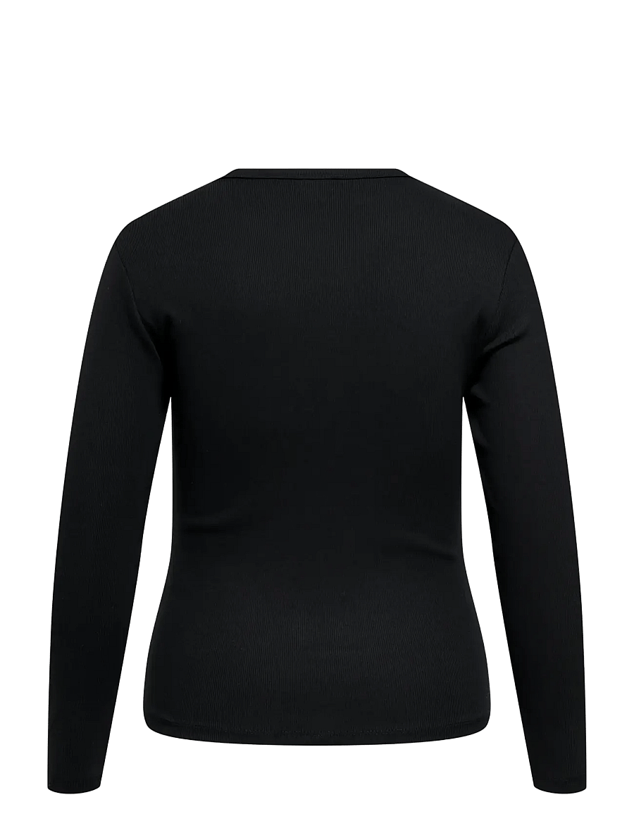 ONLY Carmakoma - CARVAL L/S O-NECK TOP JRS NOOS - langerma toppar - black - 1