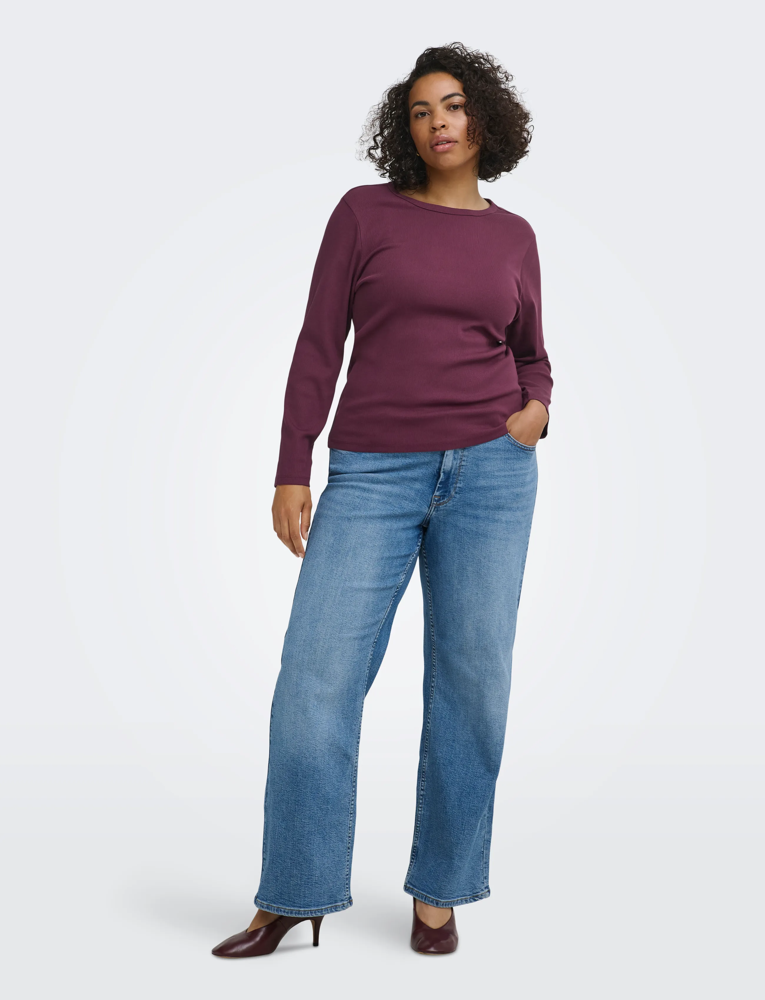 ONLY Carmakoma - CARVAL L/S O-NECK TOP JRS NOOS - hauts à manches longues - fig - 4