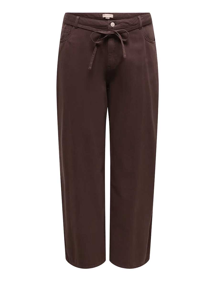 ONLY Carmakoma - CARGIANNA-SILLA MW STR BELT PANT PNTNOOS - coffee bean - 1