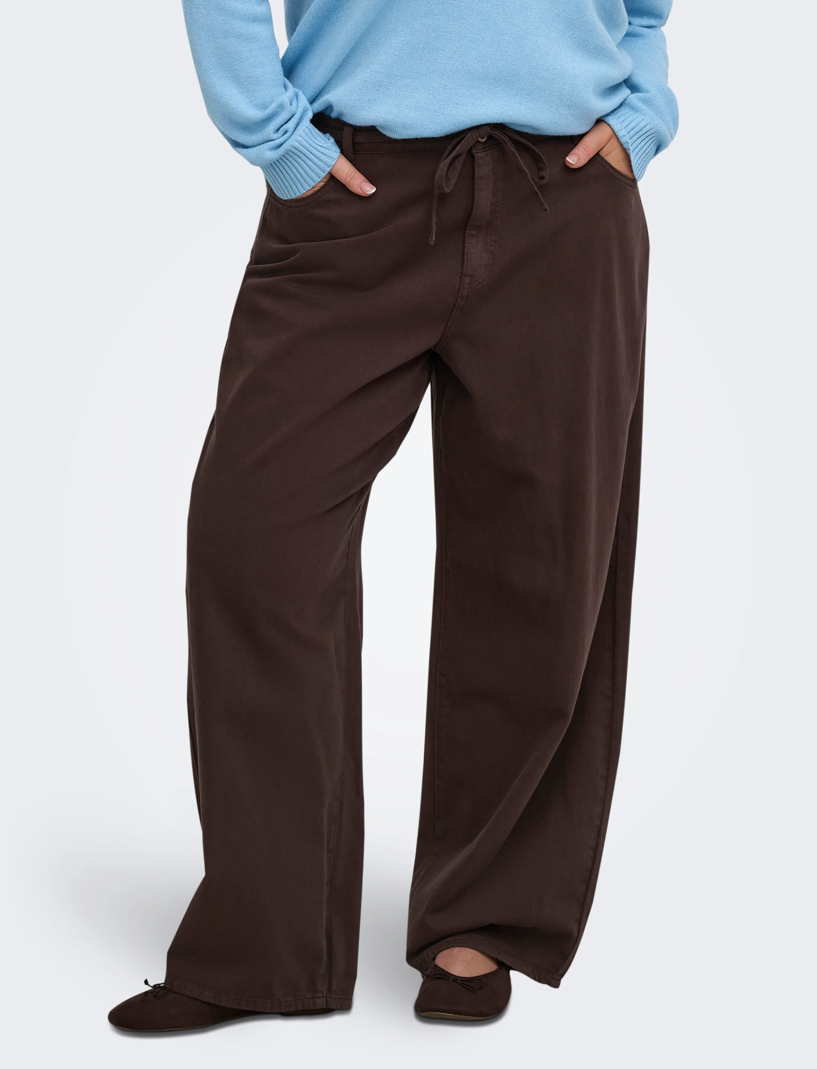 ONLY Carmakoma CARGIANNA-SILLA MW STR BELT PANT PNTNOOS - Straight jeans - COFFEE BEAN / brown