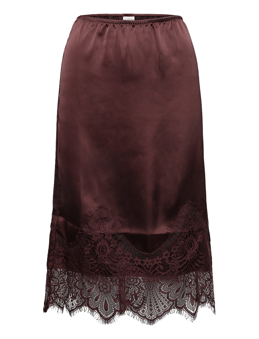 ONLY Carmakoma - CARINDONA MIDI LACE SATIN SKIRT WVN - chocolate torte - 0