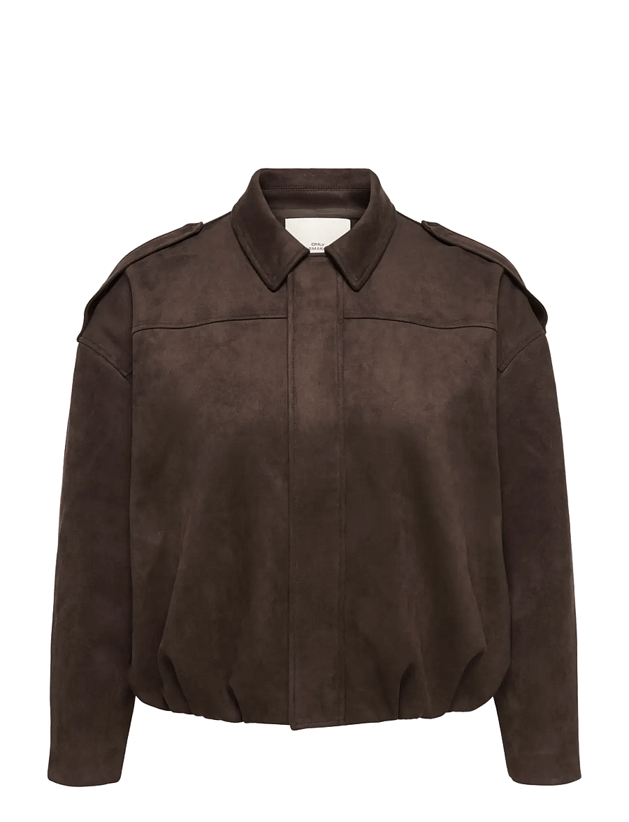 ONLY Carmakoma - CARMOON-STINA L/S FAUX SUEDE BOMBER OTW - chocolate torte - 1
