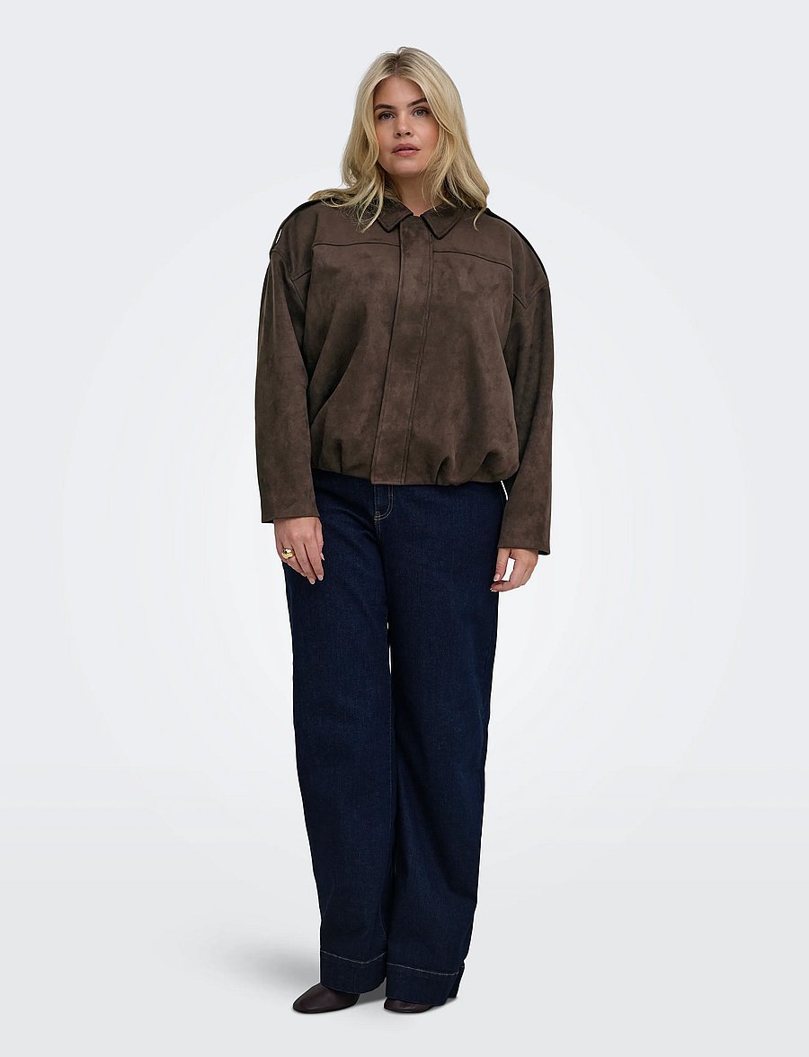 ONLY Carmakoma - CARMOON-STINA L/S FAUX SUEDE BOMBER OTW - chocolate torte - 4