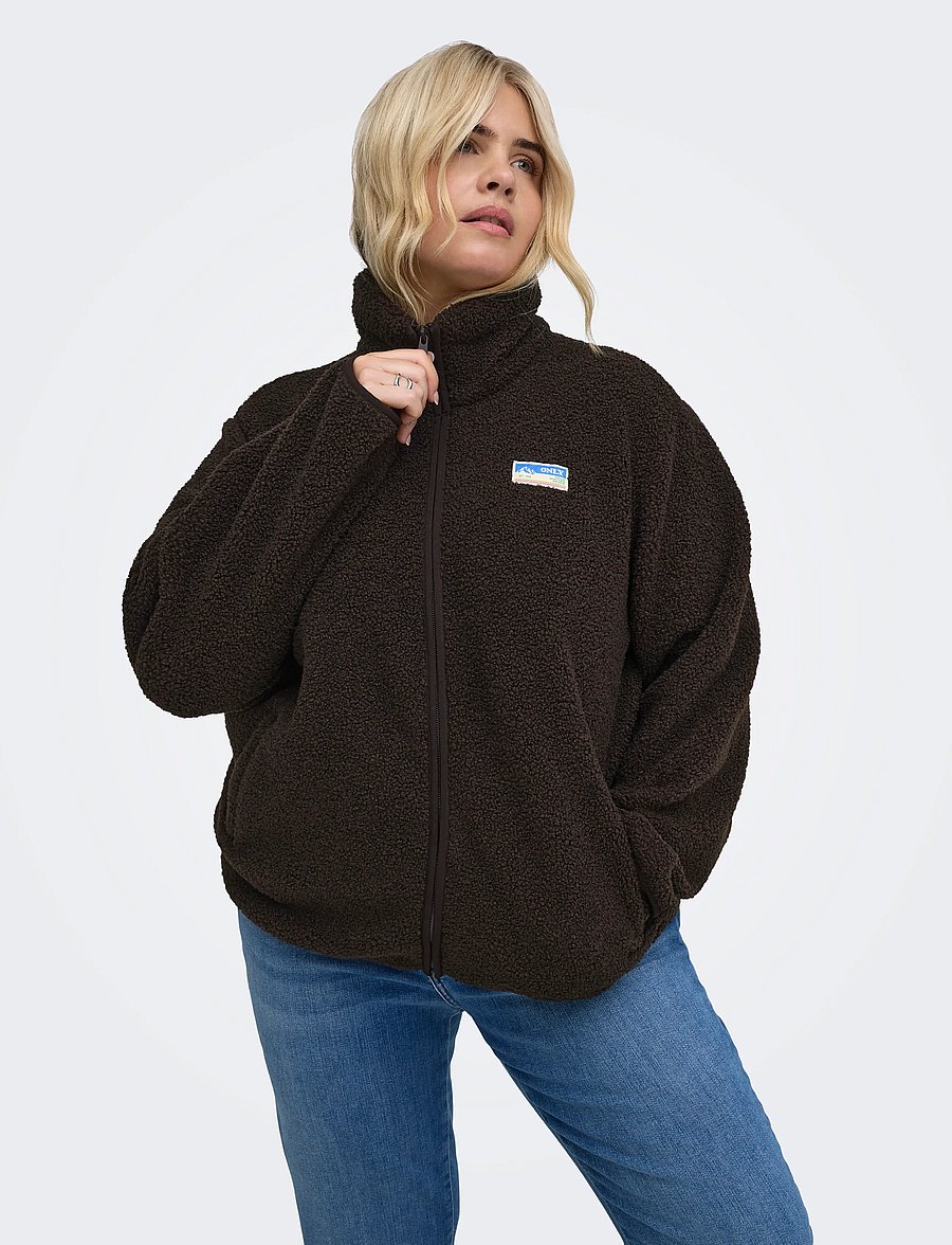 ONLY Carmakoma - CAREVA TEDDY JACKET OTW - kunstpelz - chocolate torte - 0