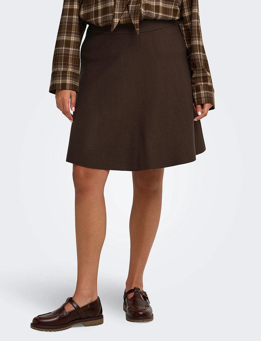 ONLY Carmakoma - CARAMAR SKATER MINI SKIRT KNT - strickröcke - coffee bean - 0
