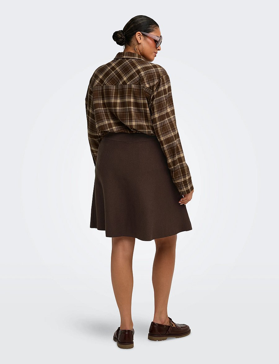 ONLY Carmakoma - CARAMAR SKATER MINI SKIRT KNT - strickröcke - coffee bean - 3