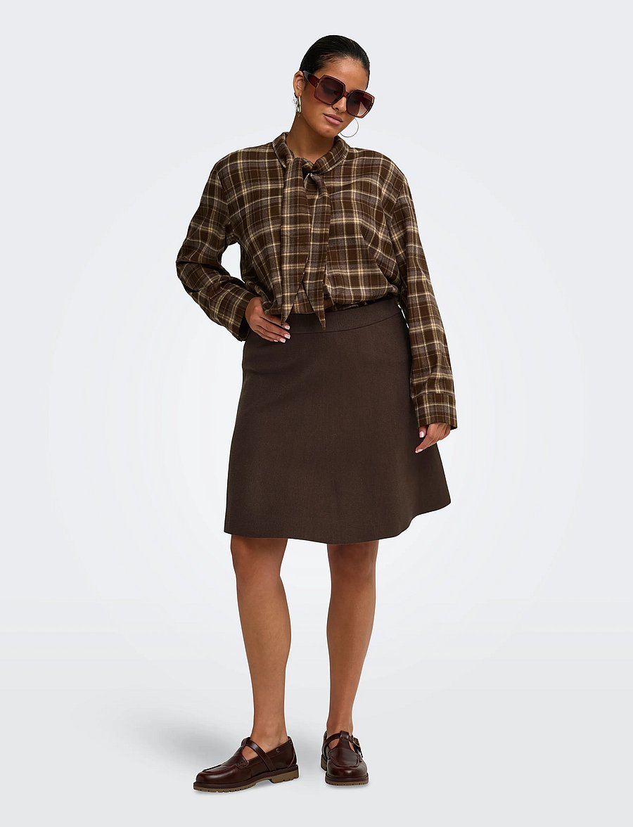 ONLY Carmakoma - CARAMAR SKATER MINI SKIRT KNT - strickröcke - coffee bean - 4