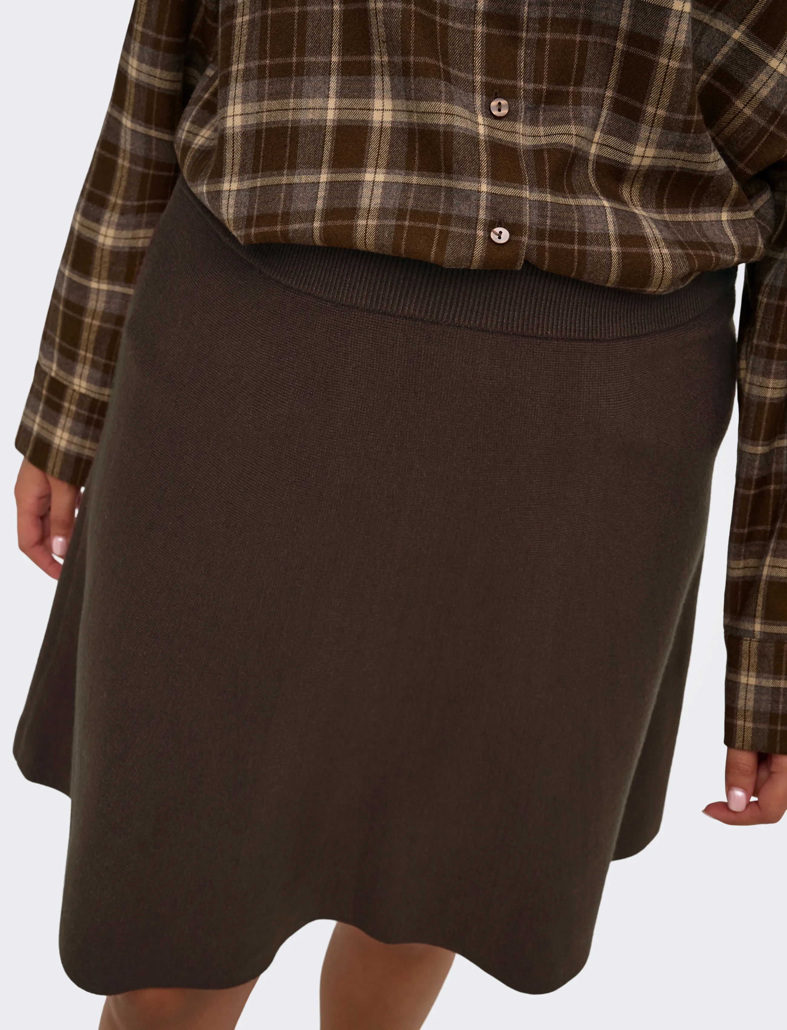 ONLY Carmakoma - CARAMAR SKATER MINI SKIRT KNT - strickröcke - coffee bean - 5