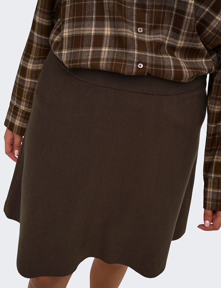 ONLY Carmakoma - CARAMAR SKATER MINI SKIRT KNT - strickröcke - coffee bean - 5