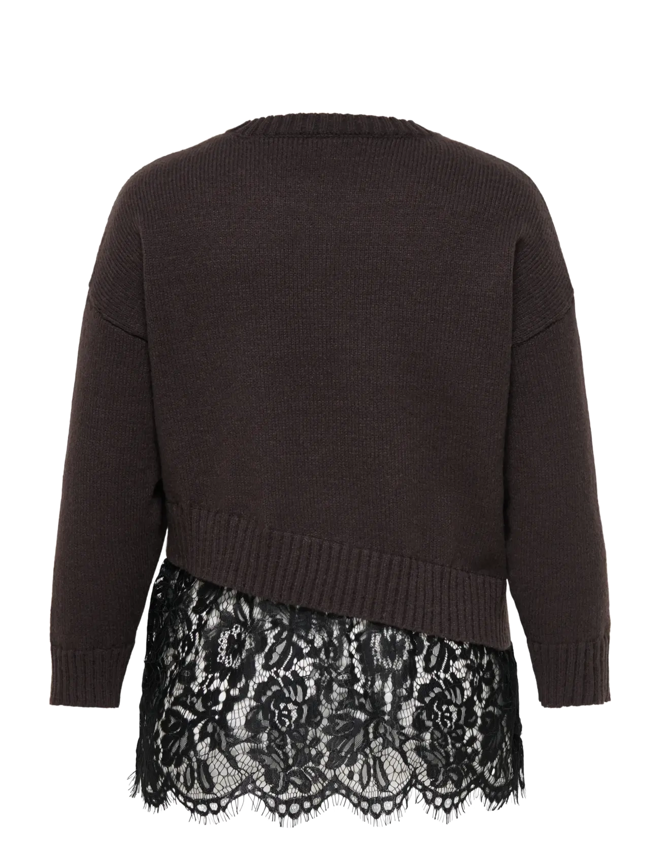 ONLY Carmakoma - CAREVIE LS LACE MIX O-NECK KNT - pullover - coffee bean - 1