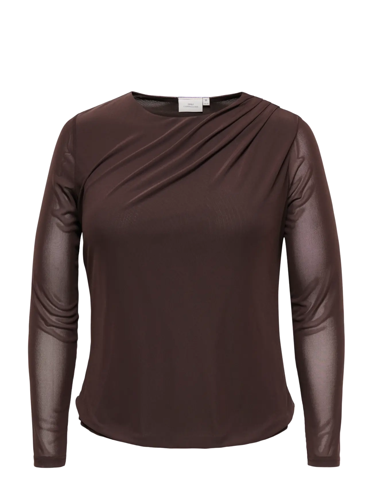 ONLY Carmakoma CARSARA L/S MESH TOP JRS - Long-sleeved tops - CHOCOLATE TORTE / brown