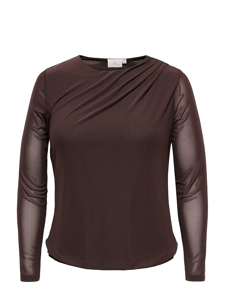ONLY Carmakoma - CARSARA L/S MESH TOP JRS - chocolate torte - 0