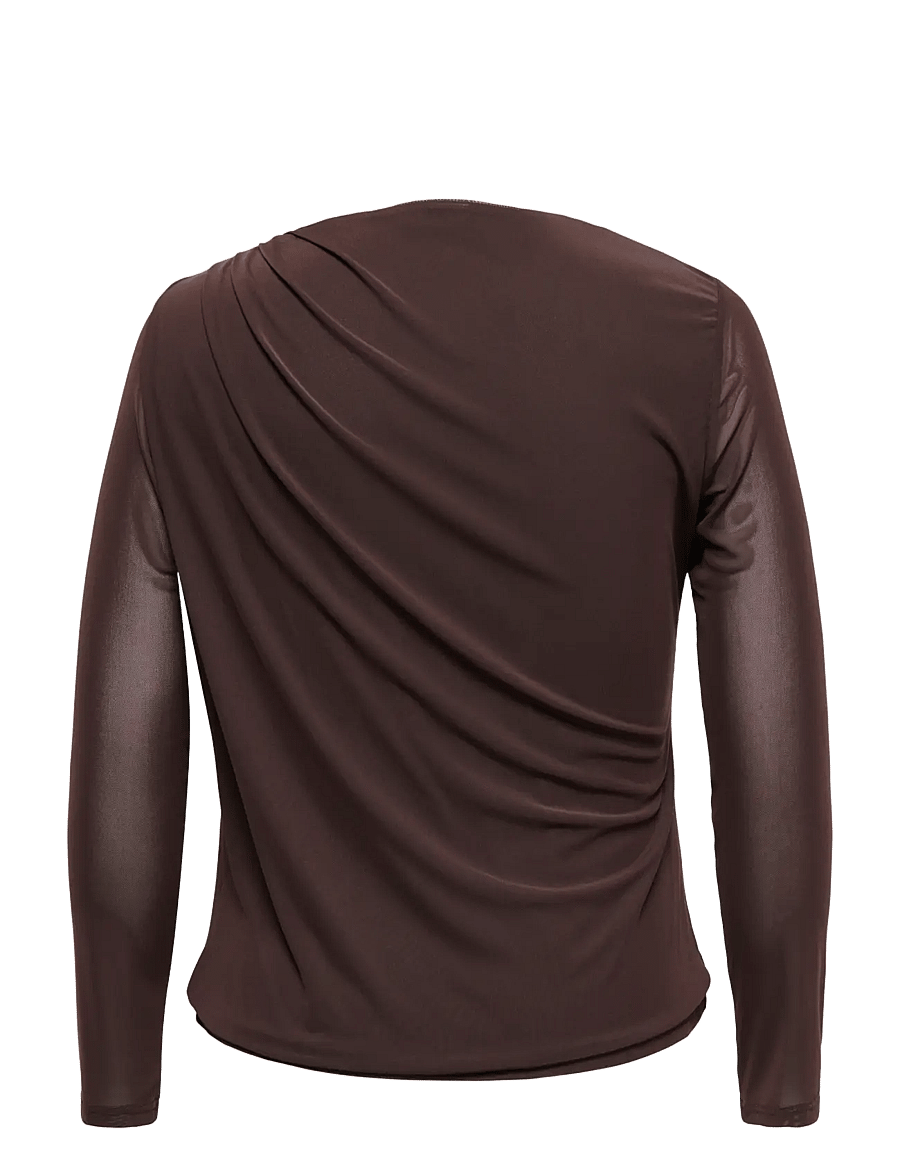 ONLY Carmakoma - CARSARA L/S MESH TOP JRS - chocolate torte - 1