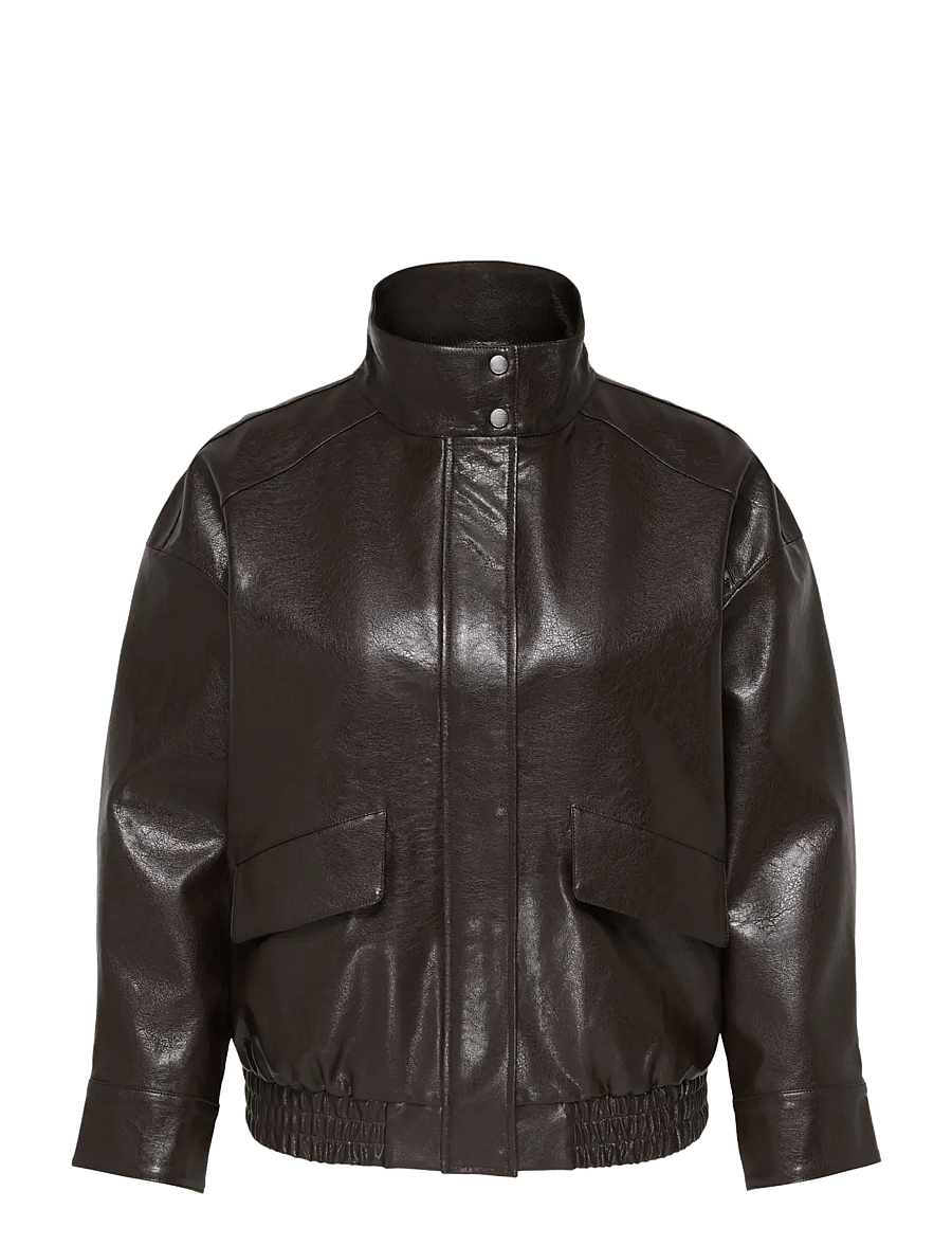 ONLY Carmakoma - CARJULIA FAUX LEATHER OVZ. BOMBER OTW - frühlingsjacken - chocolate torte - 0