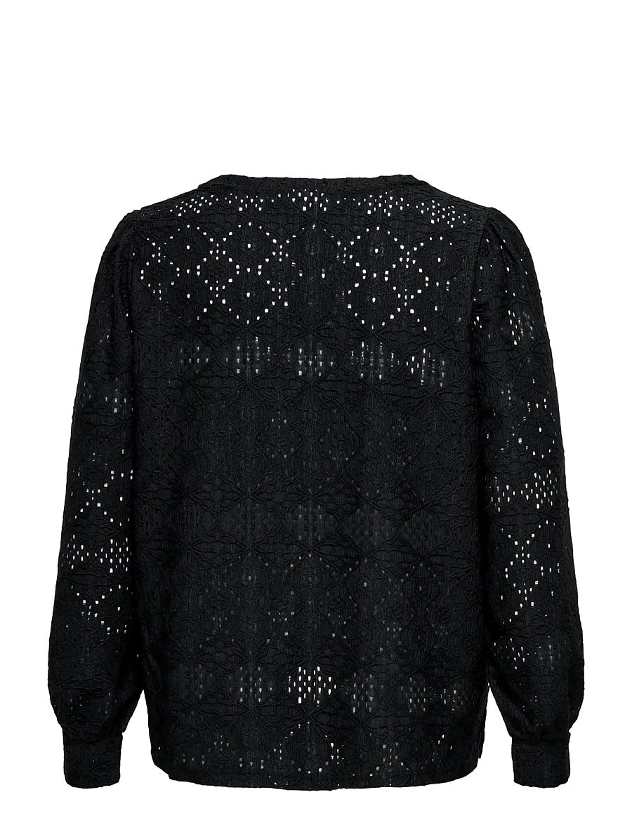ONLY Carmakoma - CARHELLEN L/S O-NECK BLOUSE JRS BF - langärmelige blusen - black - 2
