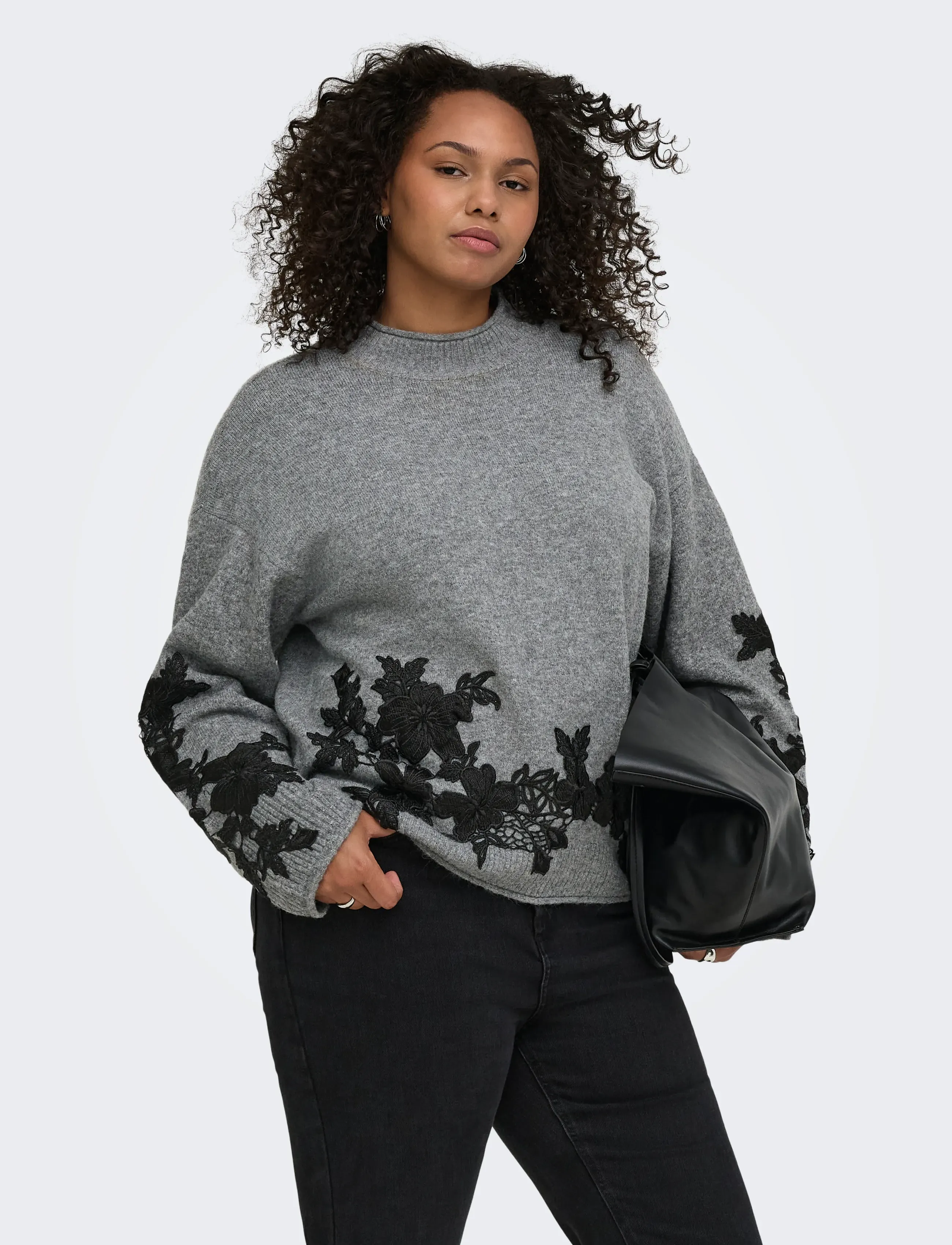 ONLY Carmakoma - CARLISA LS HIGHNECK DETAIL KNT - medium grey melange - 0