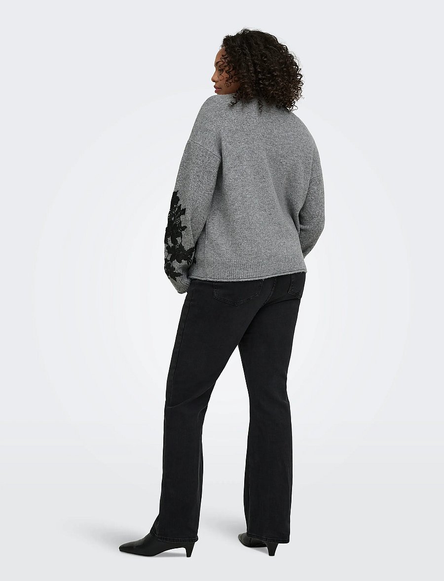 ONLY Carmakoma - CARLISA LS HIGHNECK DETAIL KNT - medium grey melange - 3