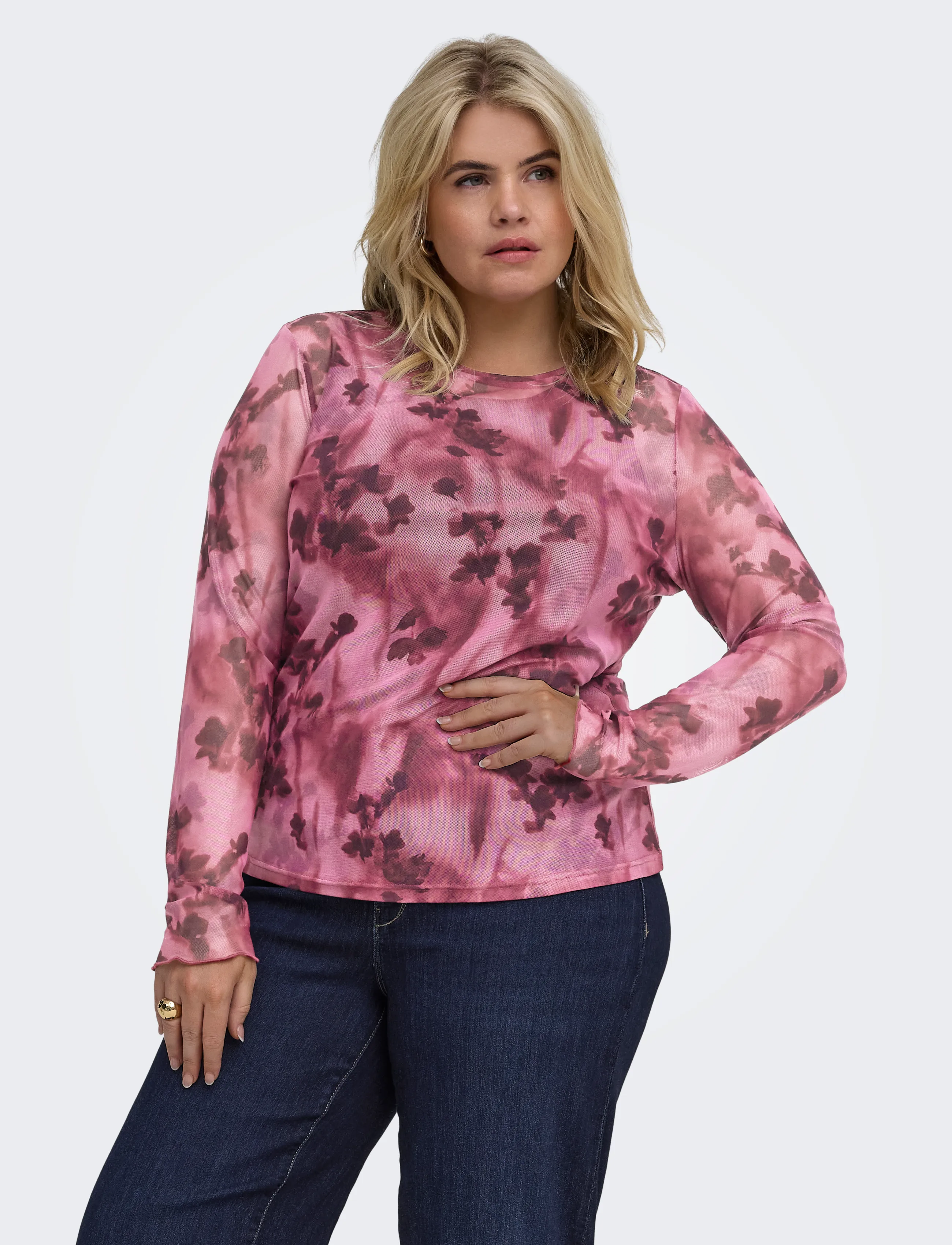 ONLY Carmakoma - CARJUNGLE L/S O-NECK TOP JRS - rumba red - 0