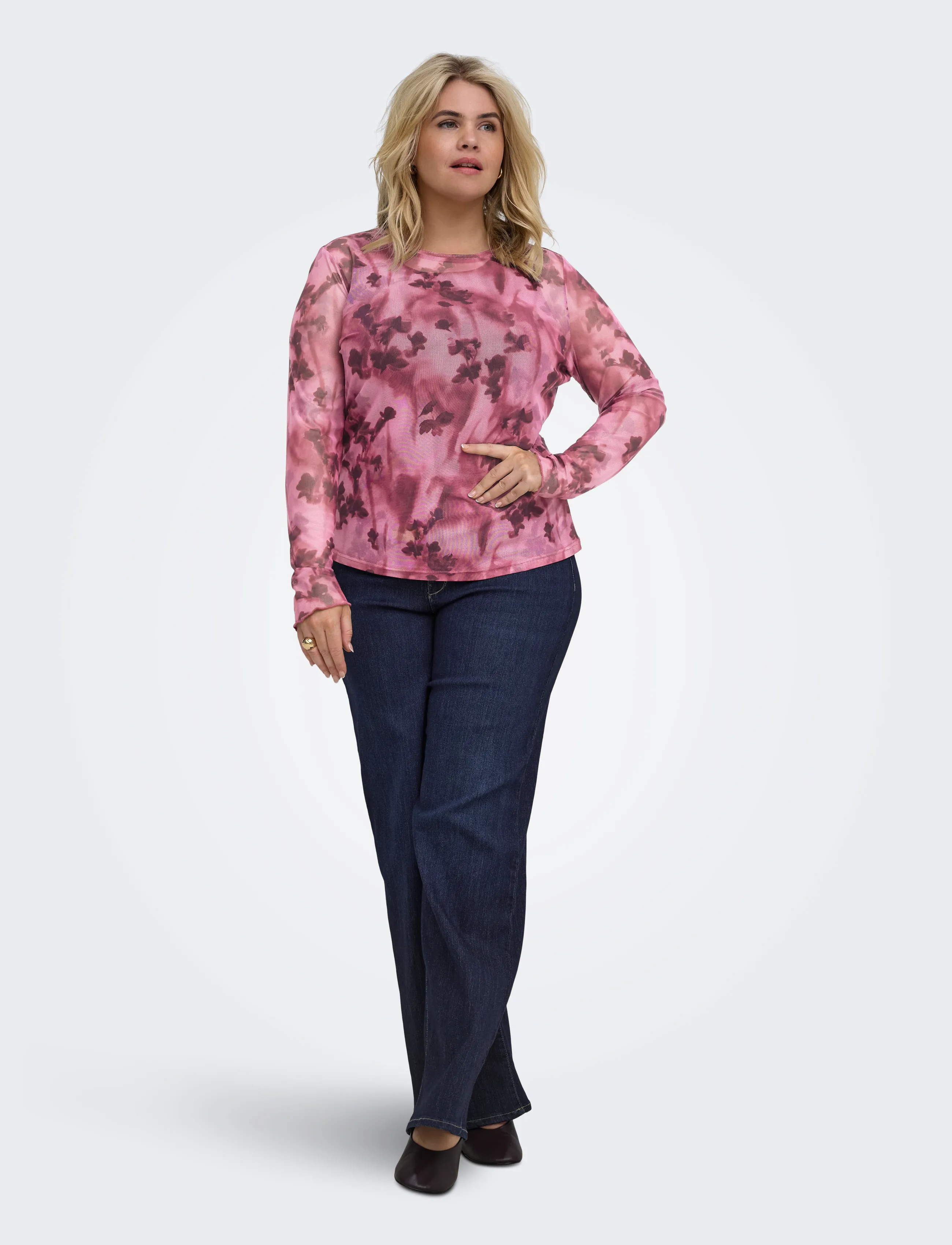 ONLY Carmakoma - CARJUNGLE L/S O-NECK TOP JRS - rumba red - 4